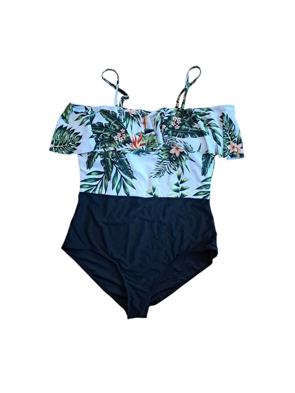 PatPat One Piece Plant Design Ruffle Swimsuit Size XL